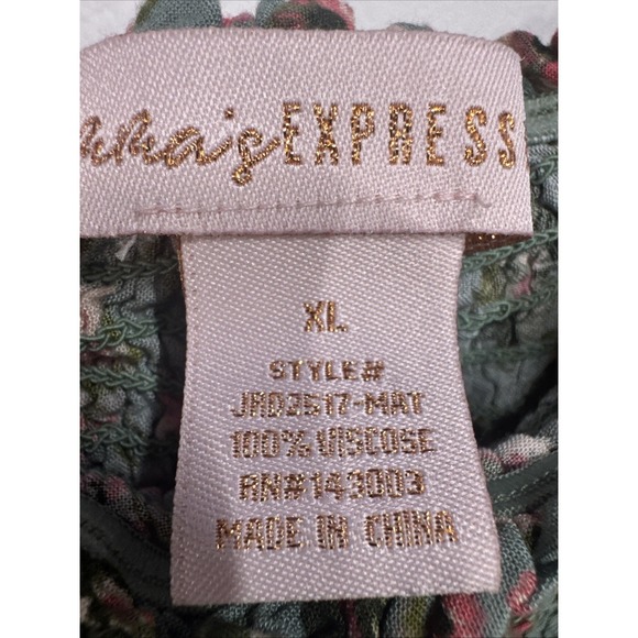 Emma's Express 100% Viscose Green Floral Long Dress With Smocked Bodice Easter - Picture 2 of 6